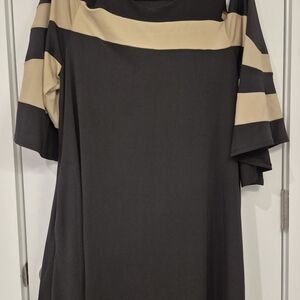 Nina Leonard Black and Tan Dress with Pockets Size Large